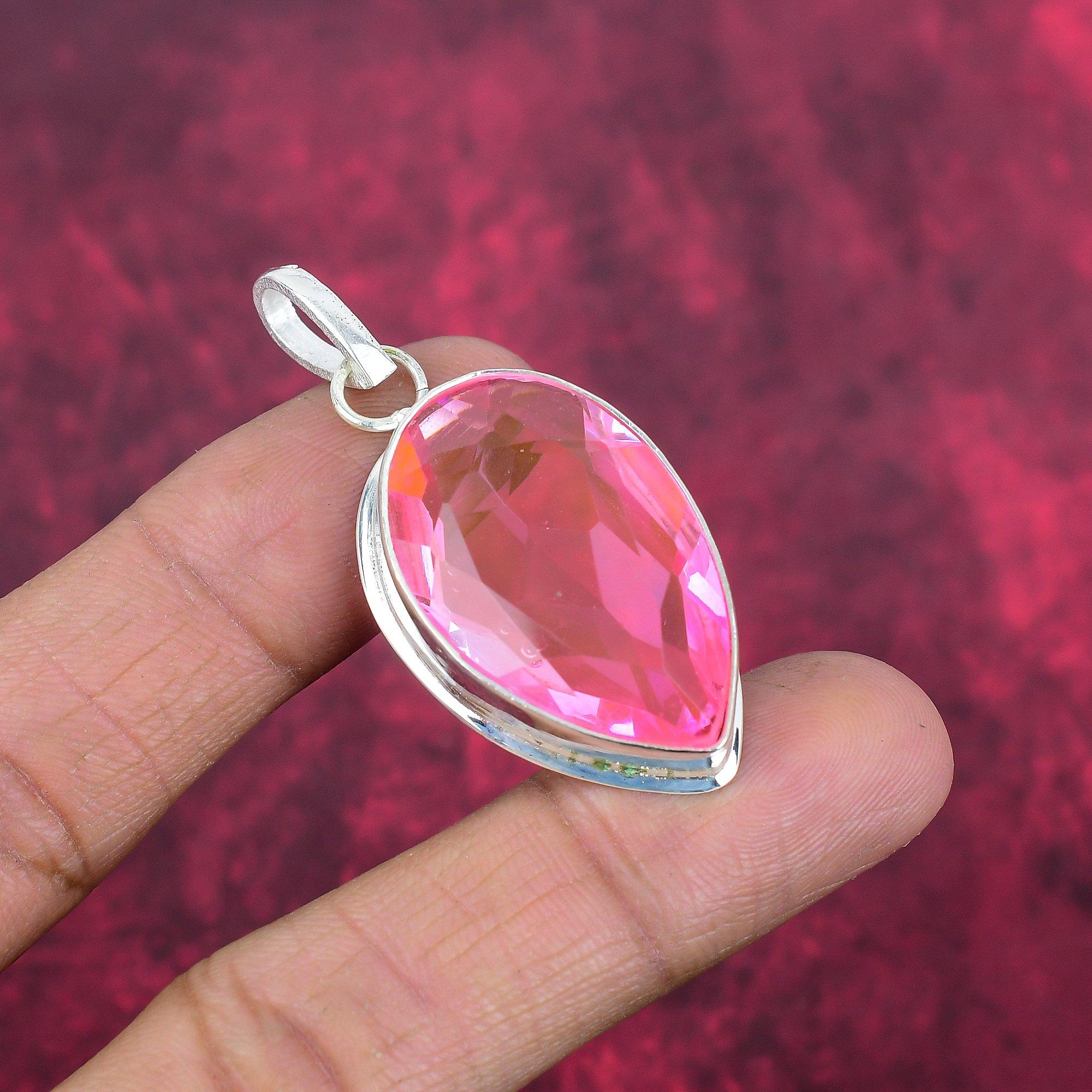 Pink Kunzite Pendant Gemstone Jewelry, 925 Solid Sterling Silver Pendant, Handmade Jewelry Birthstone Pendant, Gift For Him