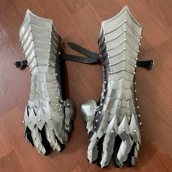 Guanteletes Acero Armadura medieval Guantes Señor Anillos Nazgul Fantasía tallada diseñador