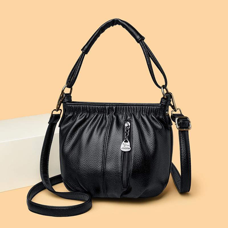 Women's Ruched Design Crossbody Bag Shoulder Bag Stylish Faux Leather Casual Bucket Bag