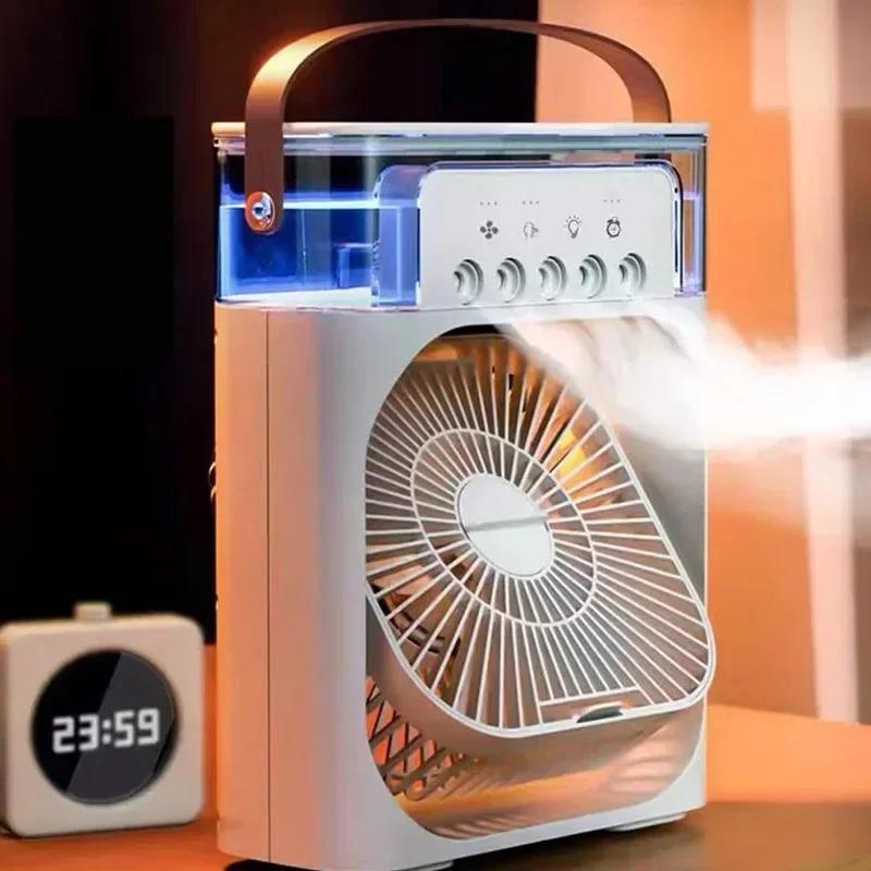 Humidificador Portátil 3 En 1 Ventilador Acondicionador de Aire Hogar Enfriador Pequeño Hidroenfriamiento Ajuste de Aire Ventiladores de 3 Velocidades para Hogar Oficina