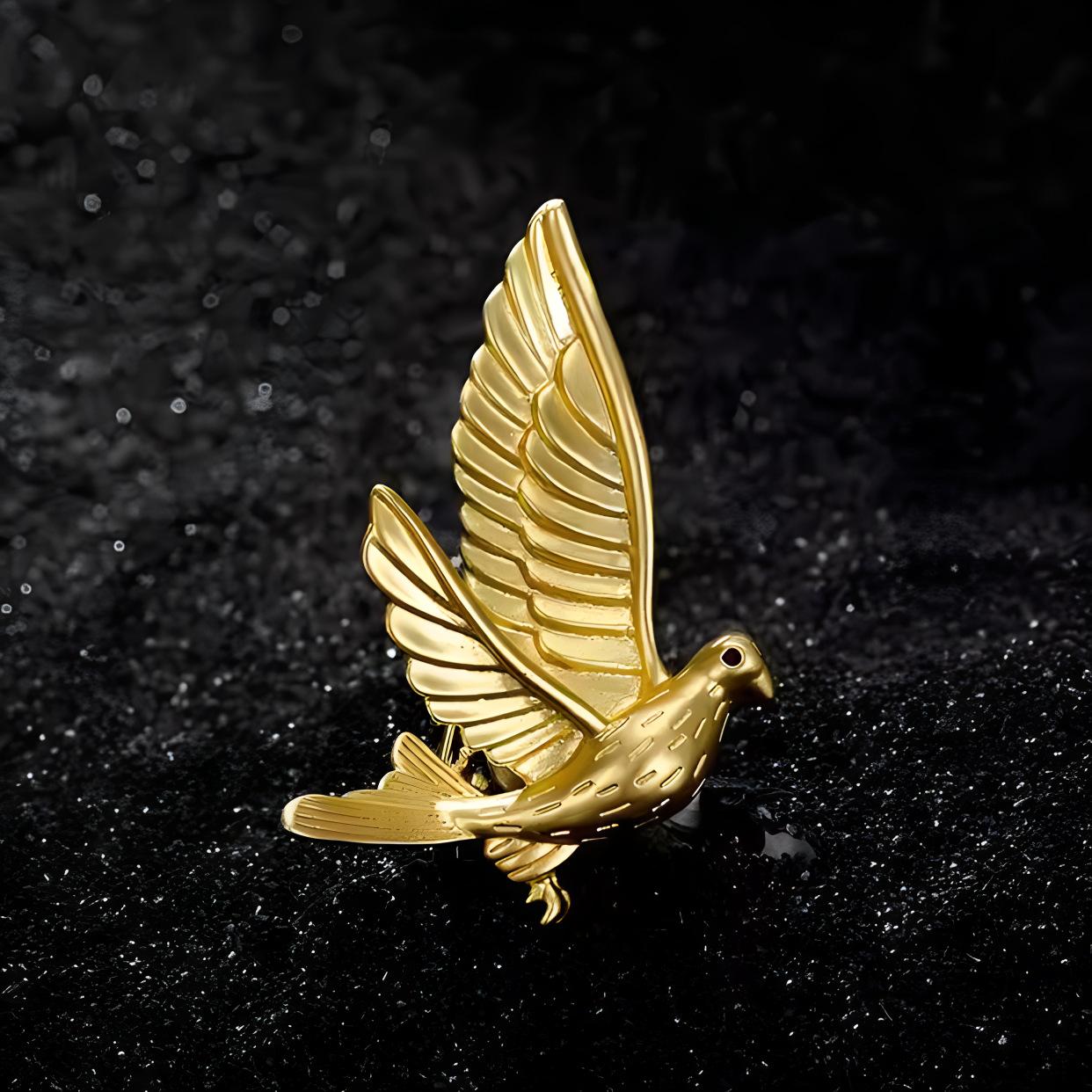 Peace Dove Brooch High-End Women'S Delicate Bird Corsage Temperament Niche Design Pin Men'S Suit Accessories
