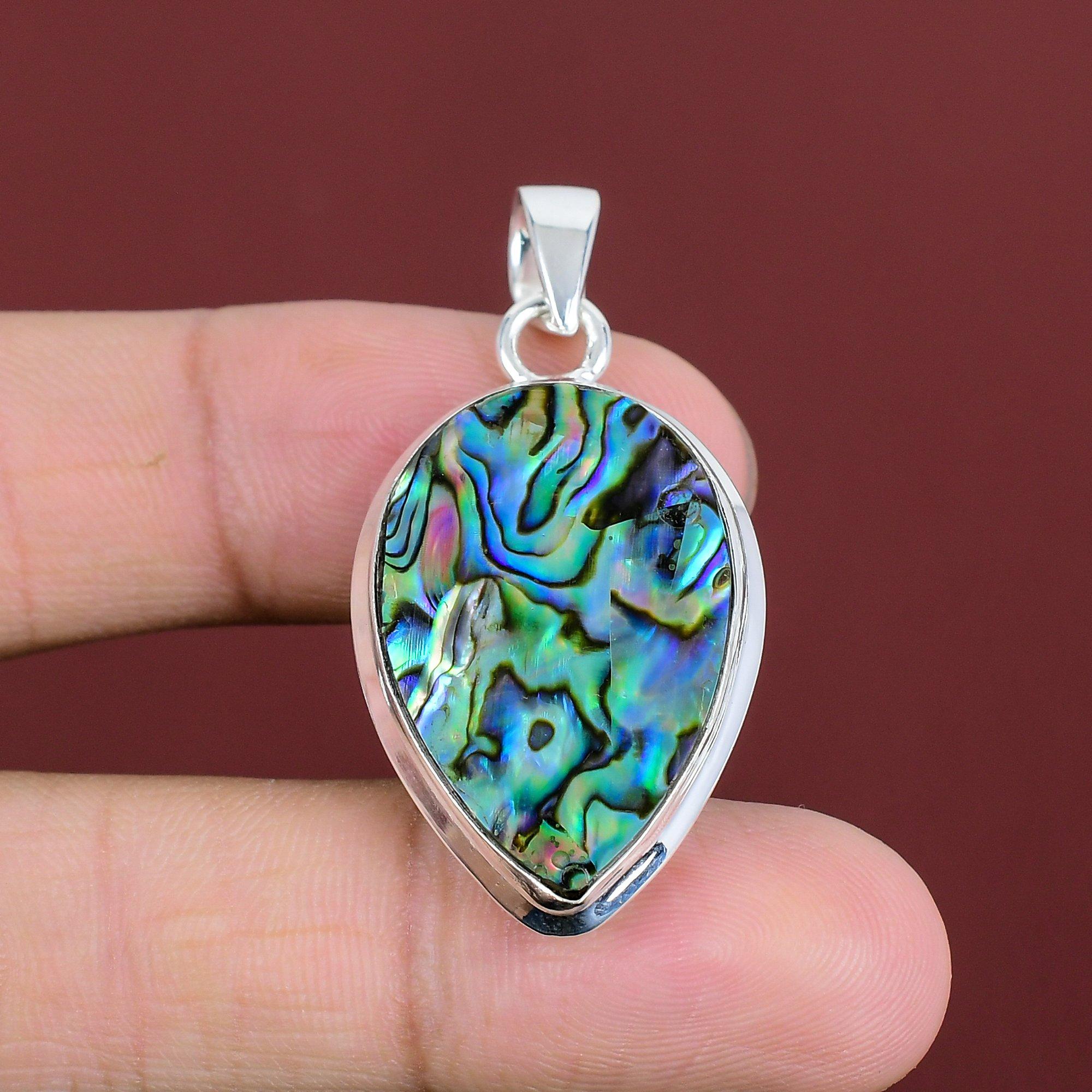 Abalone Shell Pendant Handmade Pendant Beautiful Gemstone Pendant 925 Sterling Silver Pendant Wedding Jewelry Designer Pendant Gifts For Him
