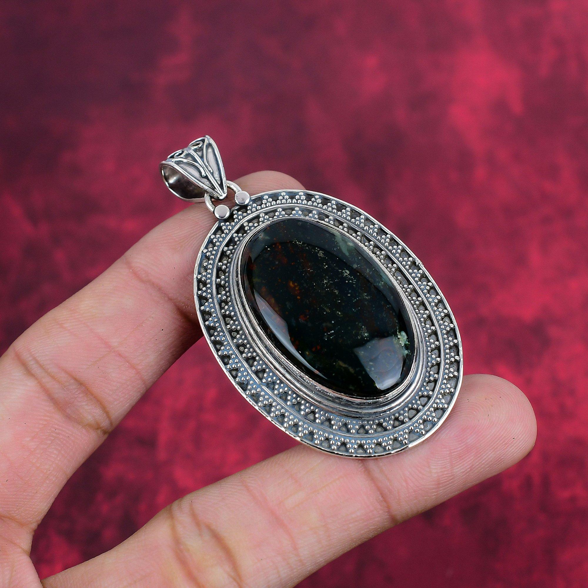 Blutstein 925 Sterlingsilber Schmuck, Handgefertigter Schmuck Schöner Edelstein Anhänger Schmuck, Für Hochzeitsgeschenk