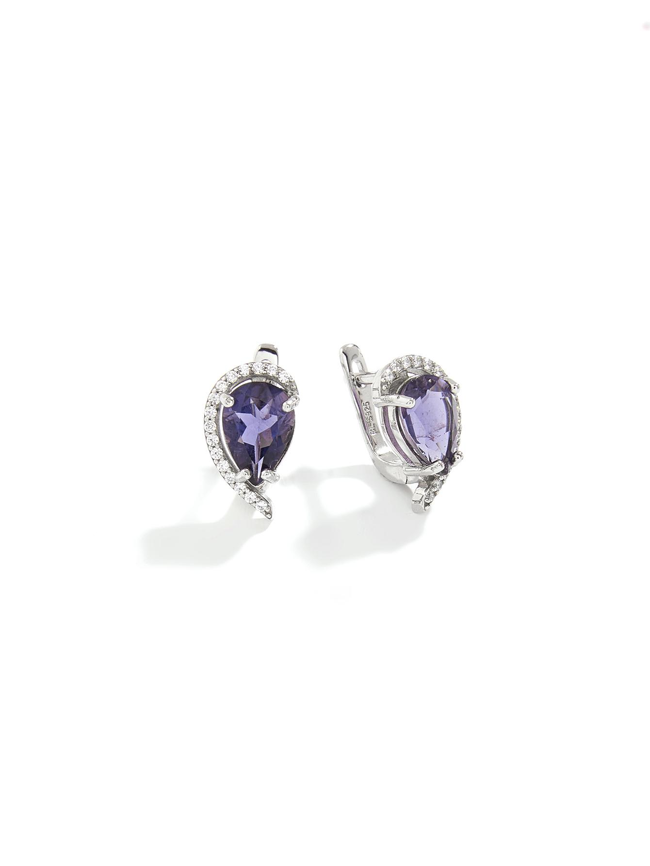 Bolaijewelry Natural Iolite Silver Clasp Awesome Earring for Women & Sister Birthday & Party Fine Jewelry Gift