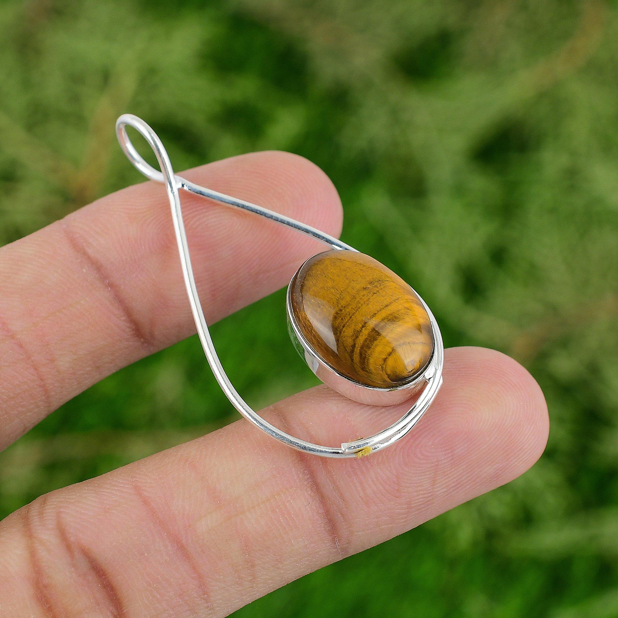 Thanks Giving Day Deal Natural Tiger's Eye 925 Silver Elegant Artisan Pendant