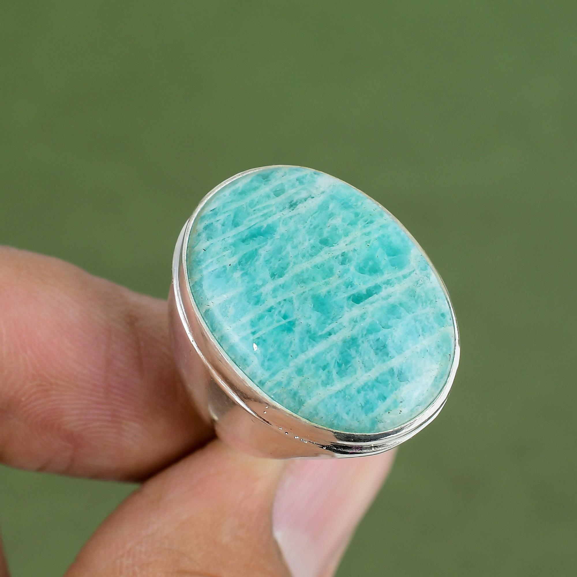 Amazonite Ring 925 Sterling Silver Ring Handmade Gemstone Ring Natural Amazonite Jewelry Designer Ring Gifts For Her Available In Ring Size