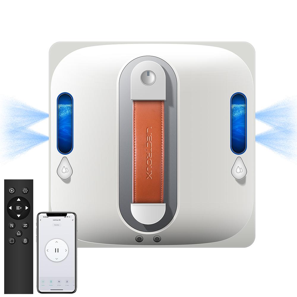 Robot Window Vacuum Cleaner Liectroux S11, 4-Way Spray,Laser Sensor,Auto Glass Wet Mop,Home Floor Window Cleaning Robot