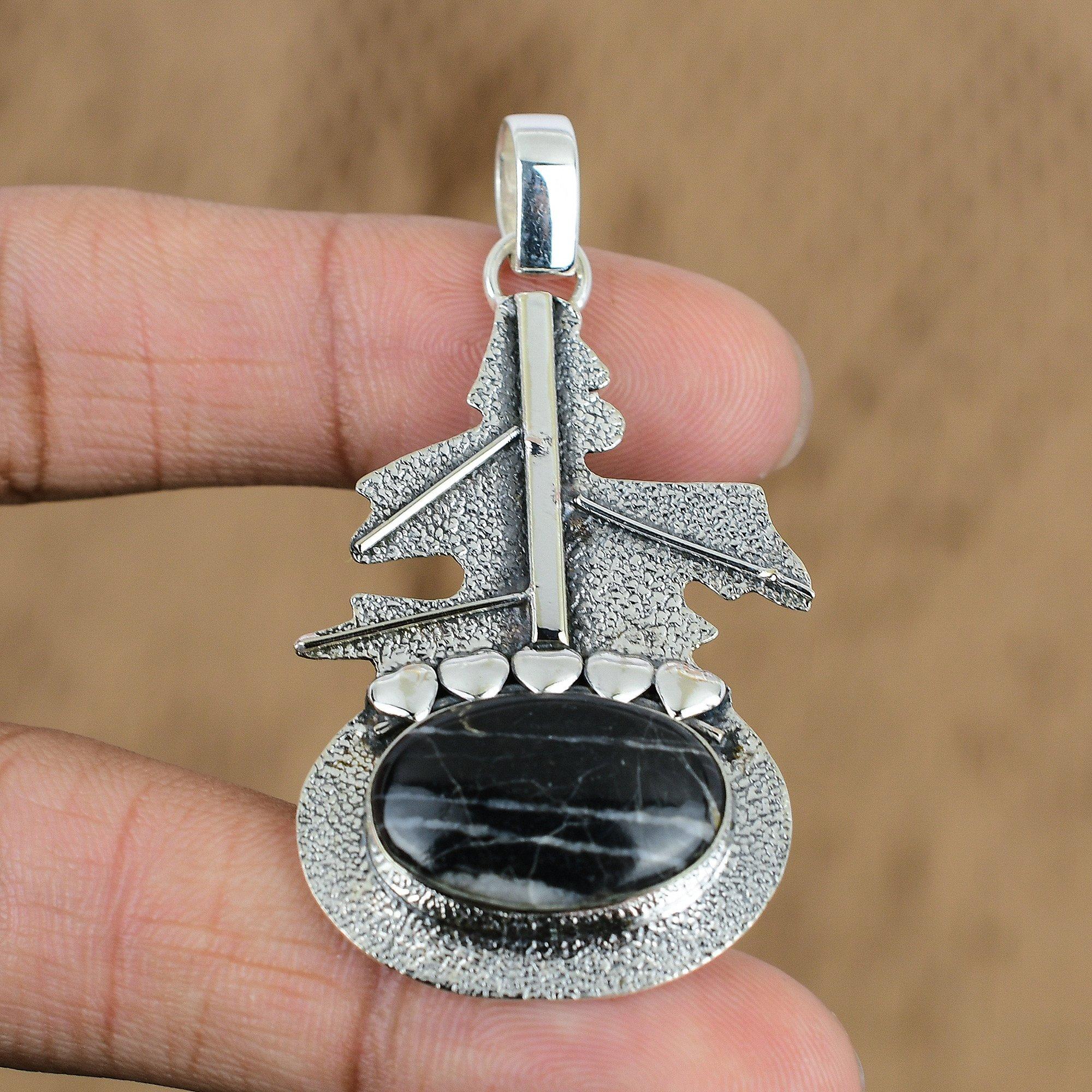 Gift For Women Pendant 925 Sterling Silver Natural Chrysanthemum Gemstone