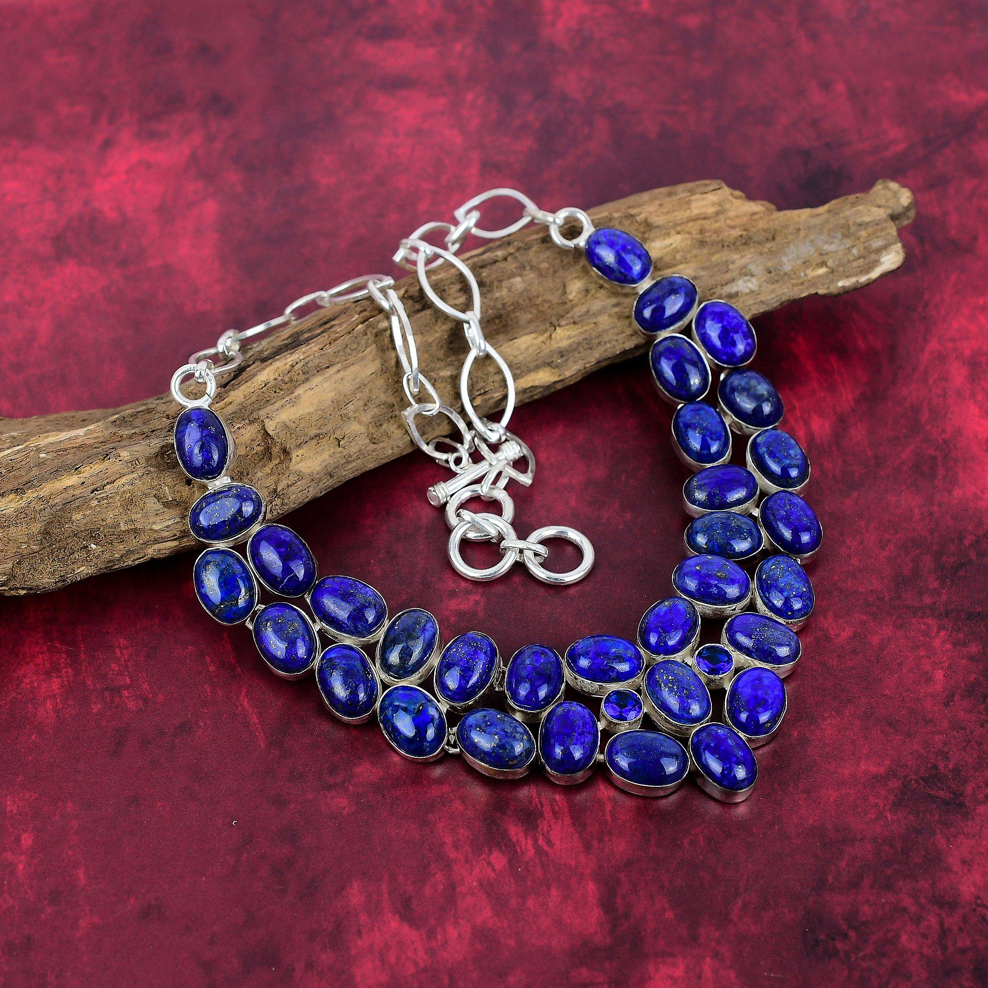 Lapis Lazuli Necklace Handmade Jewelry, 925 Solid Sterling Silver Necklace Designer Gemstone Jewelry Necklace, Gift For Mom