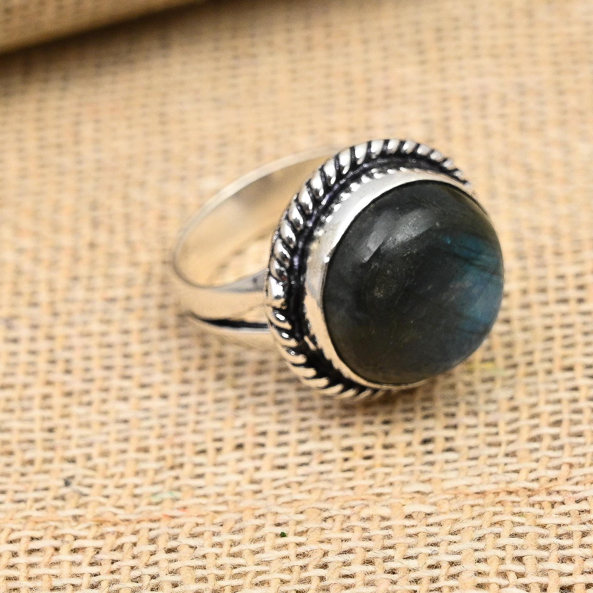 Labradorite Gemstone Handmade Solid 925 Sterling Silver Ring Jewelry