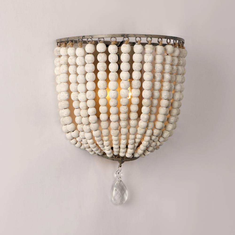 European-Style Retro Wooden Bead Wall Lamp E27/E26 Bedroom Bedside Loft Corridor Porch Cafe Lighting Wall Lamp