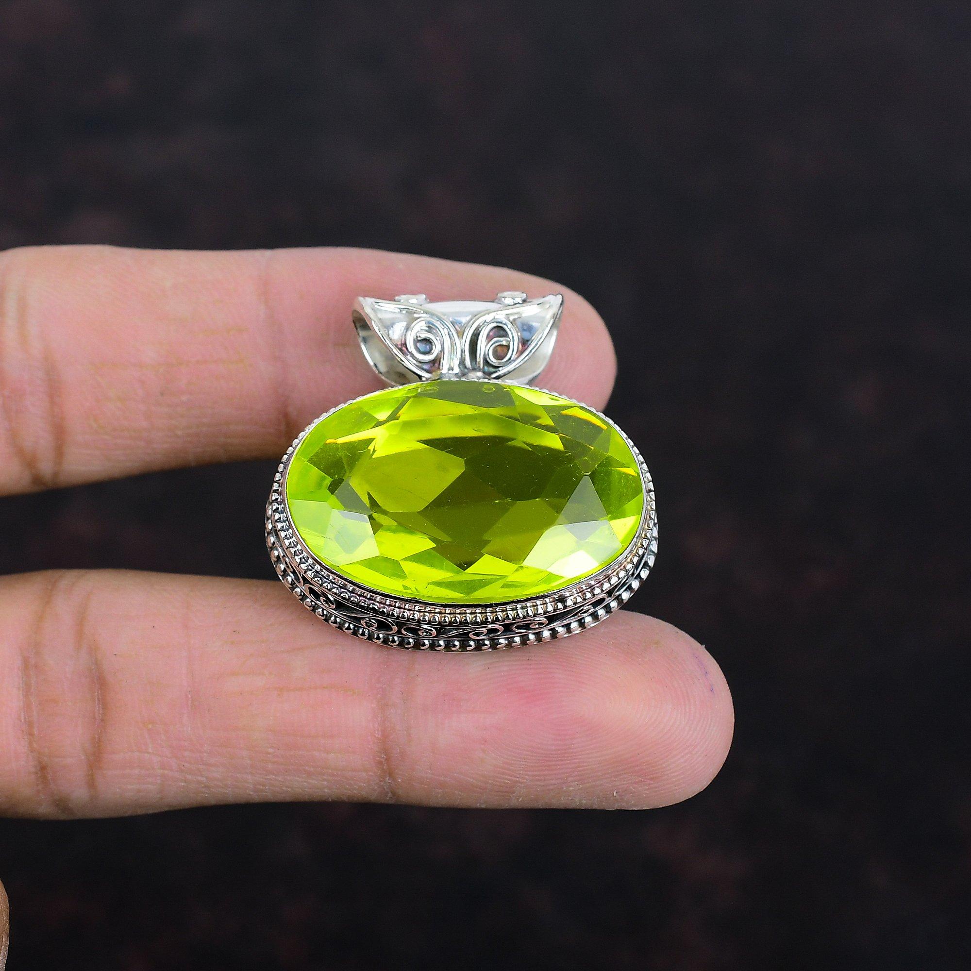 Faceted Lemon Topaz Pendant Vintage Gemstone Pendant 925 Sterling Silver Pendant Handmade Jewelry Unique Pendant Silver Jewelry Wedding Gift