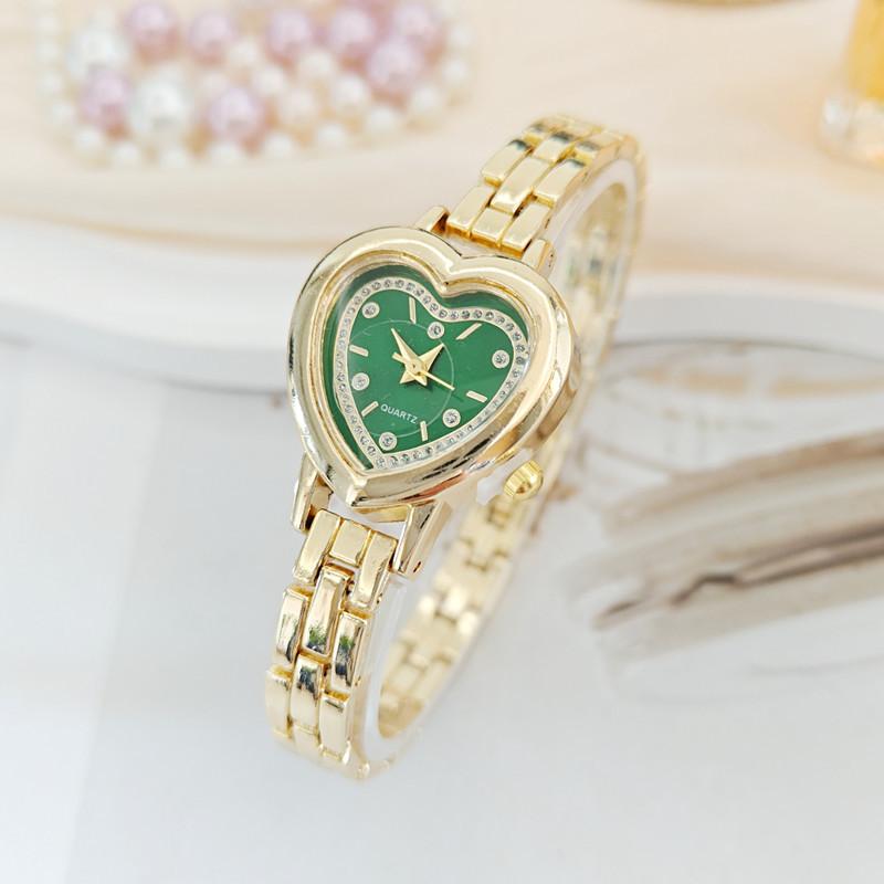 Dames Hartvormige Strass Horlogeband Armband Polshorloge