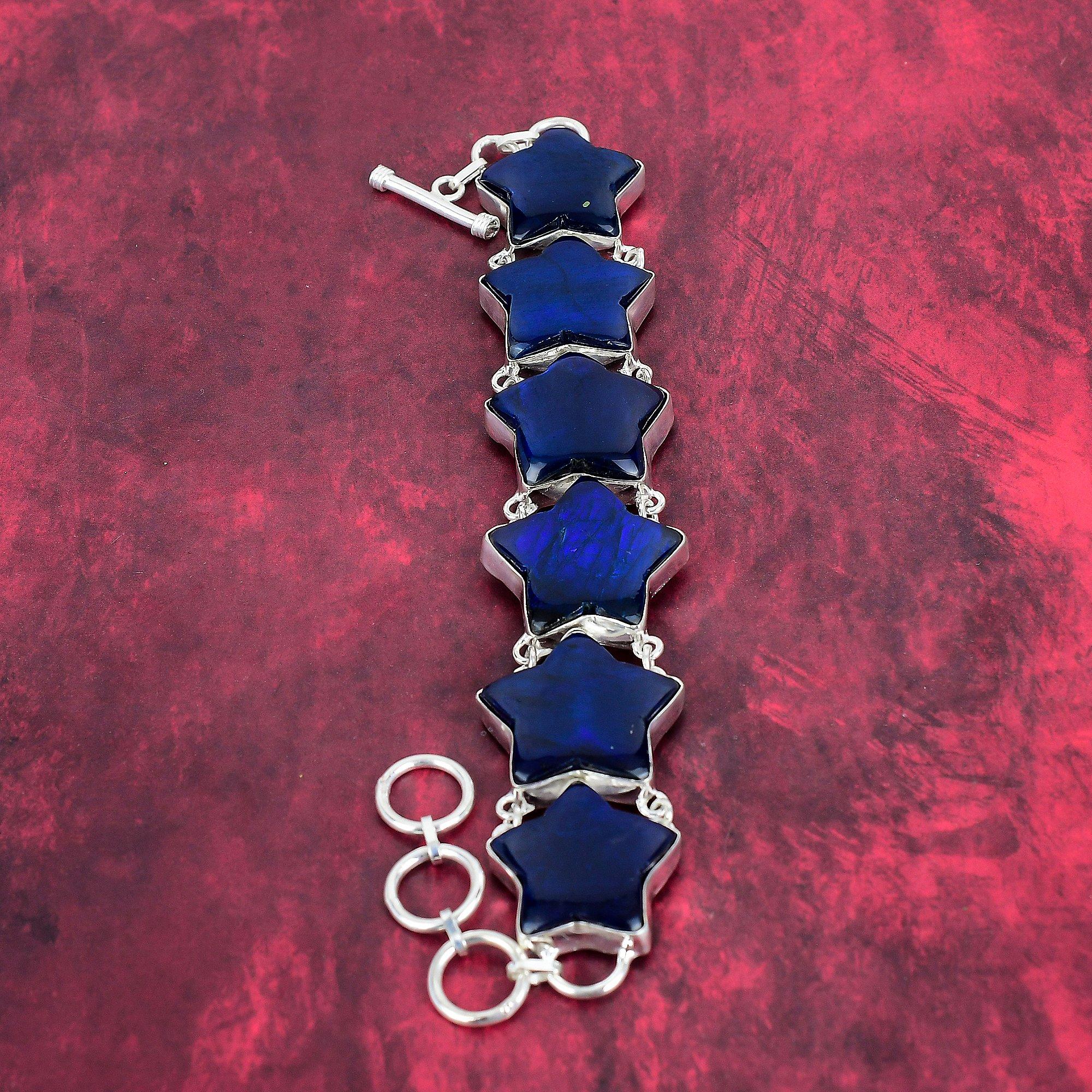 Amazing Blue Flash Labradorite Handmade Jewelry, 925 Solid Sterling Silver Jewelry, Antique Gemstone Bracelet Jewelry For Gift
