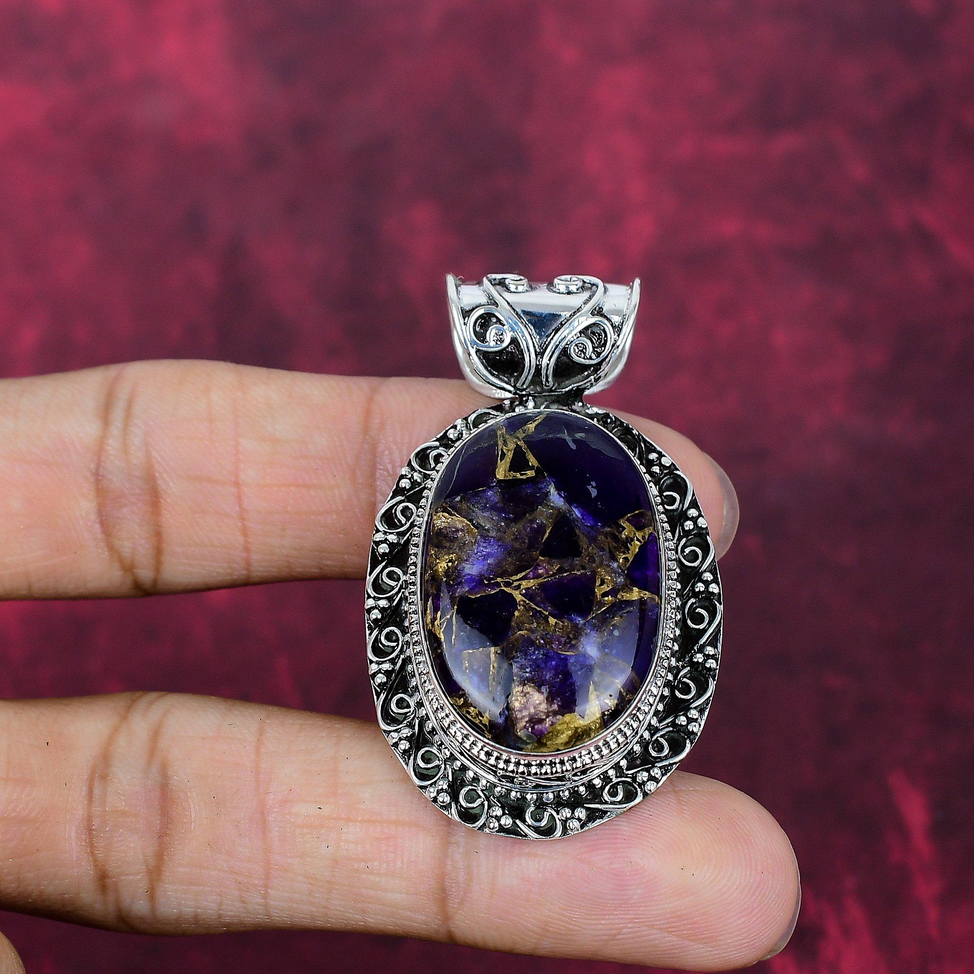 Copper Amethyst Handmade Gemstone Jewelry, 925 Solid Sterling Silver Pendant Antique Jewelry, Love Forever Gift