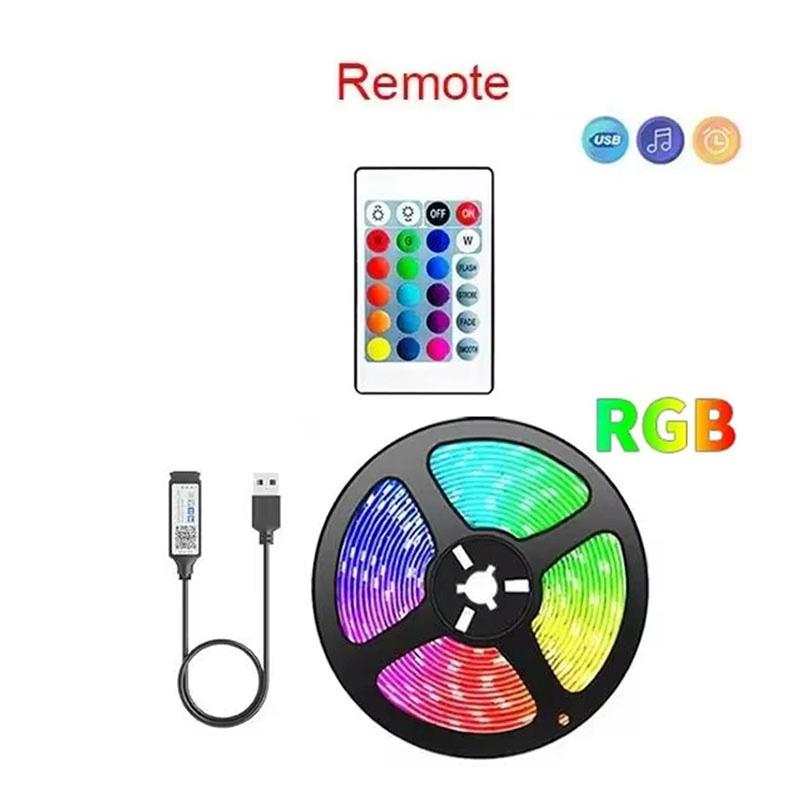 RGB 2835 LED Strip Lights USB 5V Remote Control Flexible Ribbon Led Lamp Tape 30Leds/M Dimmable For Home Room Party decoration