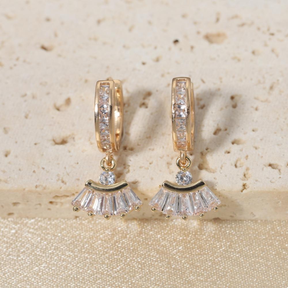 Chic Geometry Shaped Zirconia Dangle Earrings Fashion Jewelry for Daily Wear