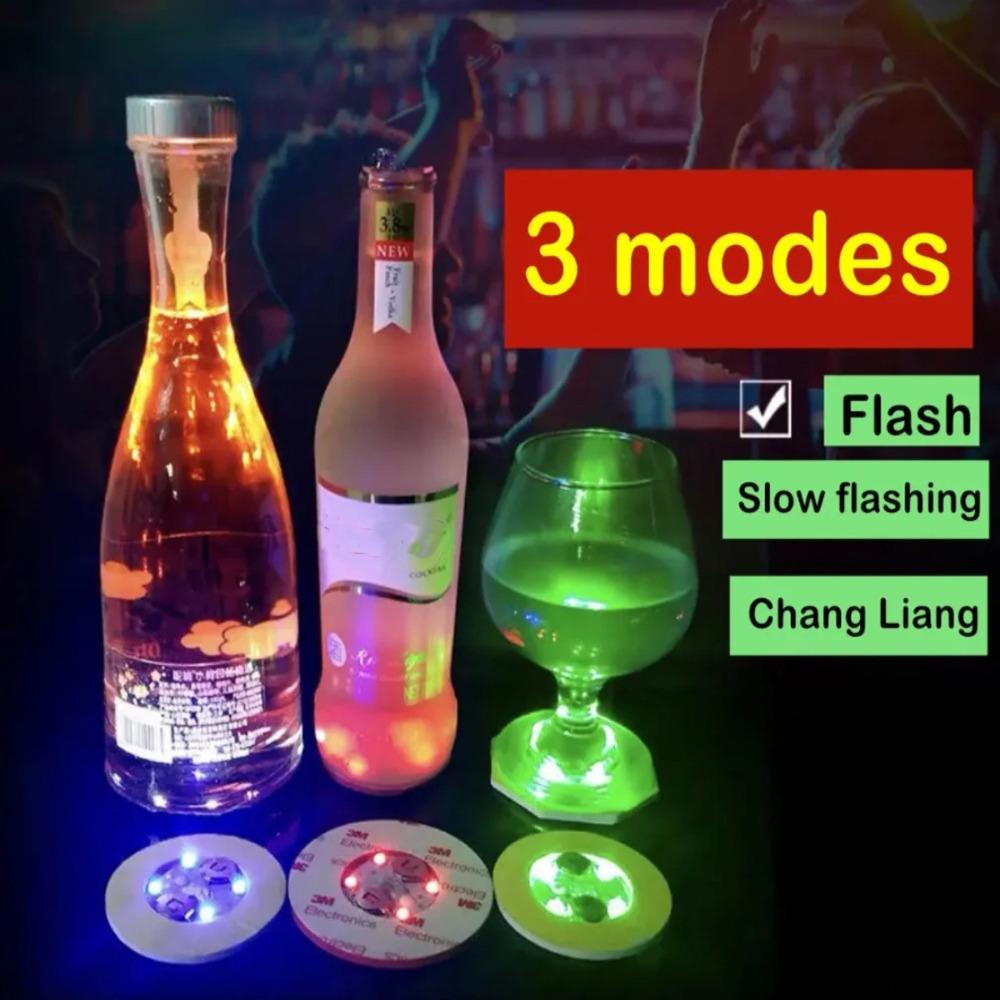 1/2/5pcs Luminous Bottle Stickers Lights 6cm LED Coaster Lamps for Xmas Bar KTV Wedding Party Cocktail Drink Cups Vase Decor