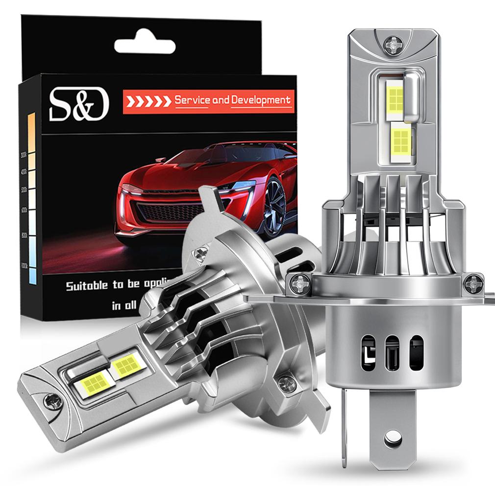 2 Adet Canbus H4 LED Far Ampulü Yüksek Düşük Işın 30000LM Araba Motosiklet Işıkları 24SMD CSP Çipli Turbo LED Diyot Lamba Oto Moto Farlar 12V 6500K Beyaz