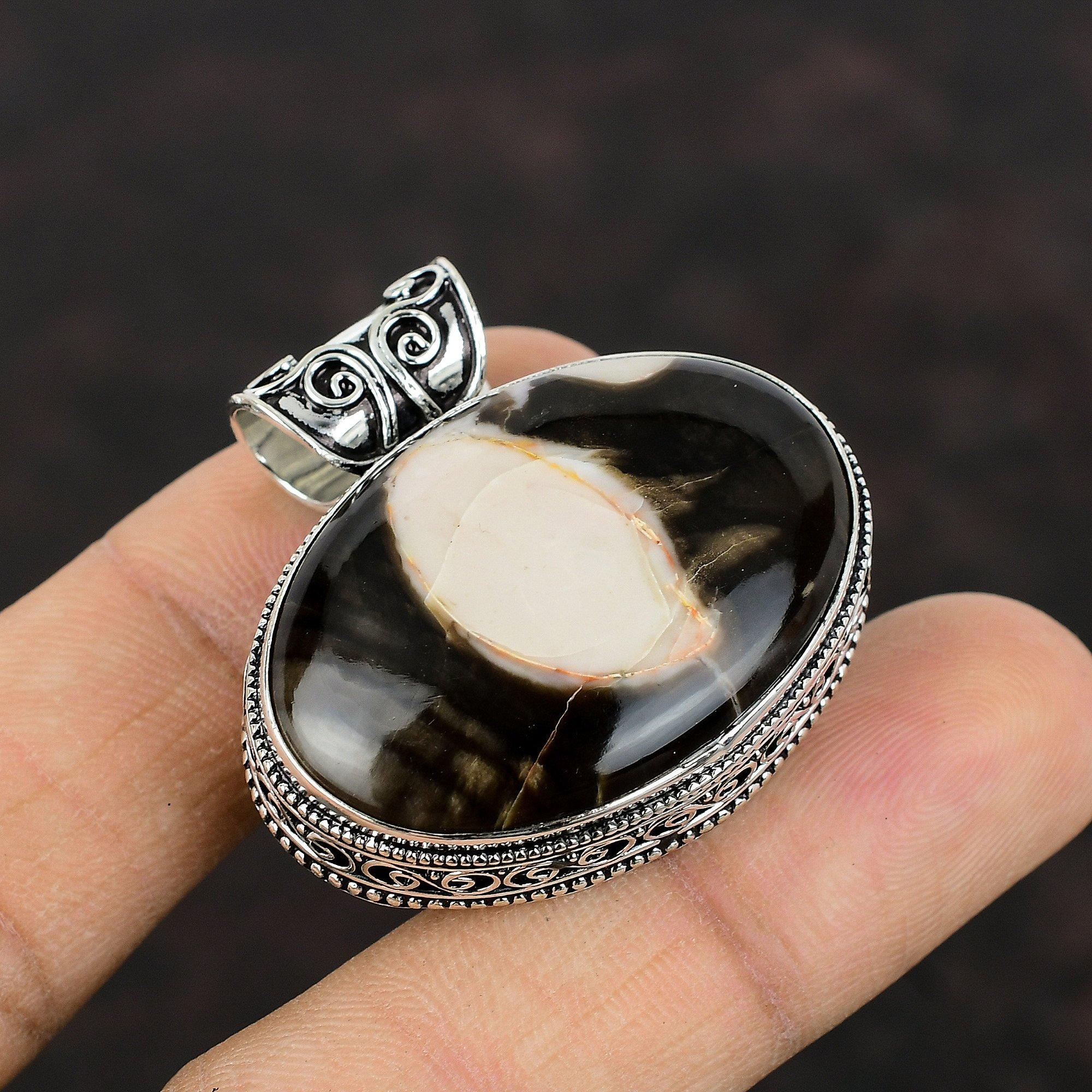 Peanut Wood Jasper Pendant 925 Sterling Silver Pendant Handmade Real Gemstone Pendant Vintage Pendant For Women Elegant Jewelry Gift For Her