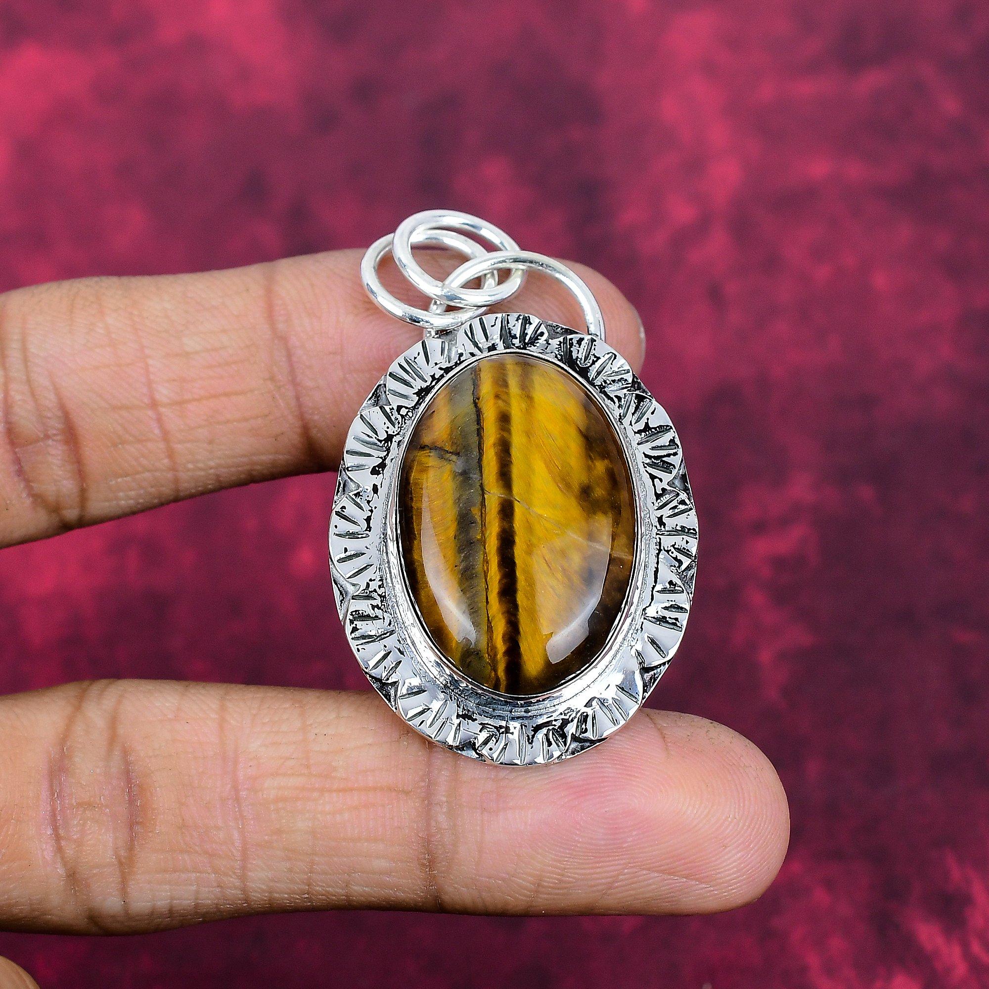 Tiger Eye Pendant, 925 Solid Sterling Silver Jewelry, Gemstone Pendant, Gift For Her Handmade Beautiful Jewelry