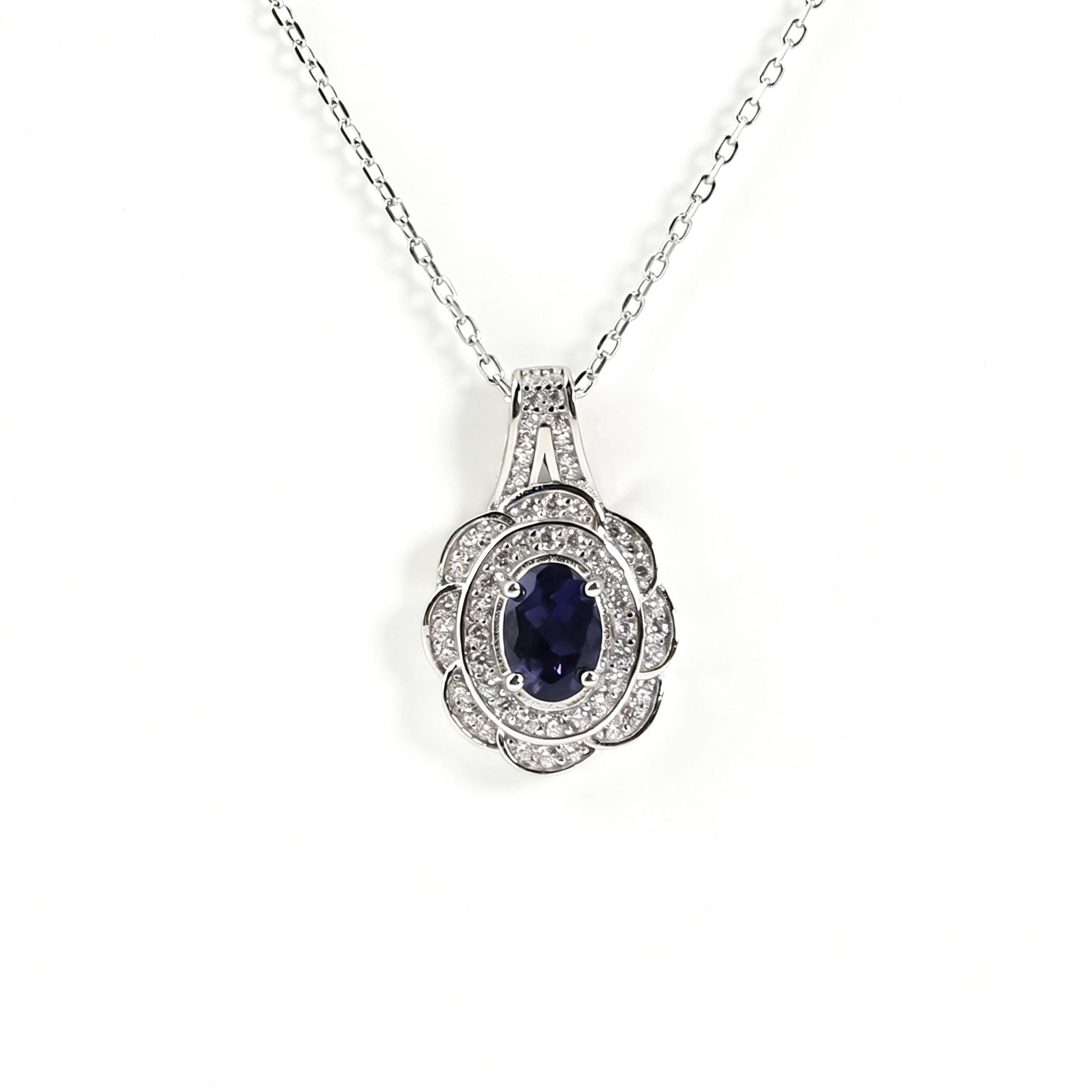Raro Prezioso Naturale lolite Argento Sterling 925 collana ciondolo pietre preziose gioielli raffinati per Anniversario proposta regalo da donna