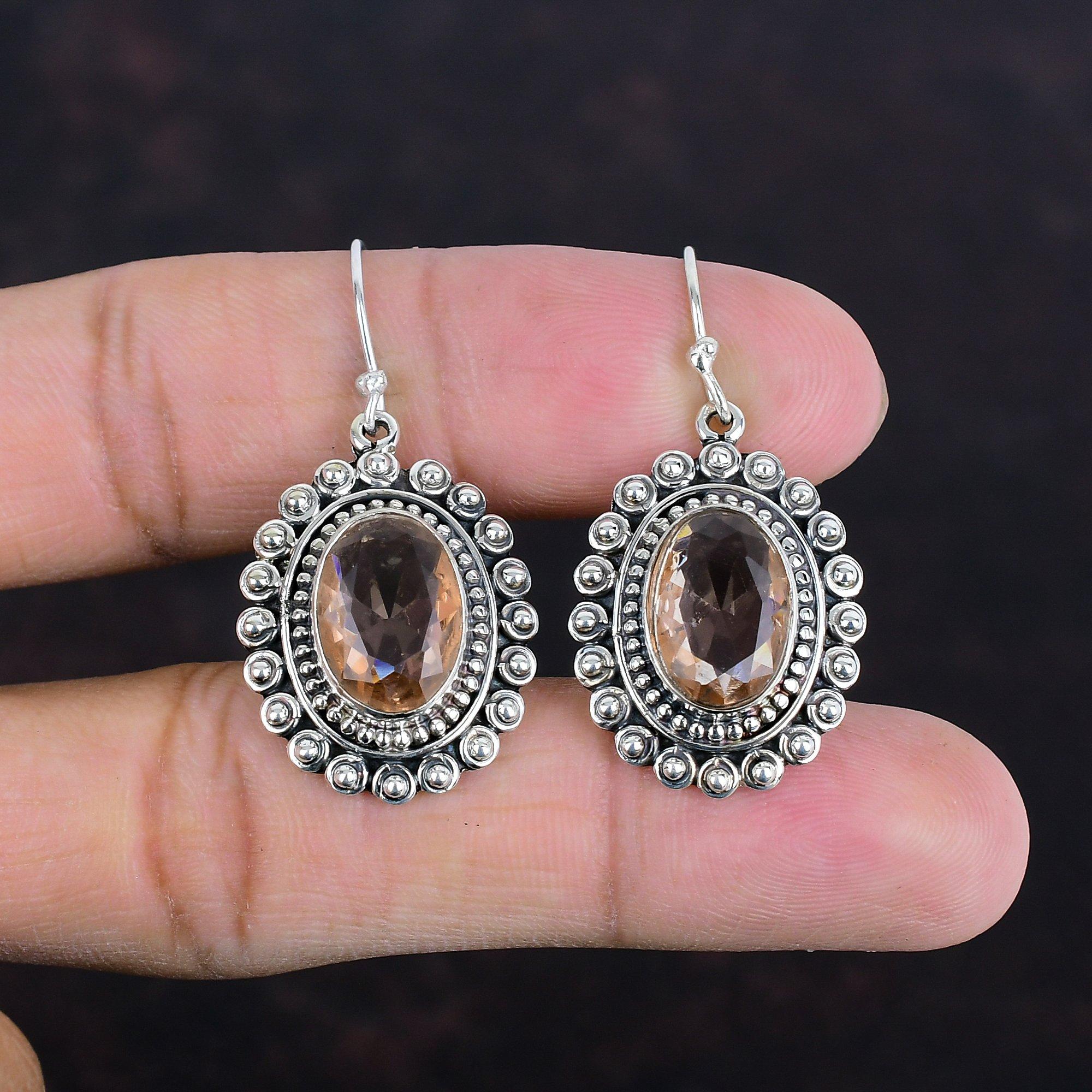 Faceted Morganite Earrings Gemstone Earring Vintage Jewelry 925 Sterling Silver Earring Handmade Jewelry Brand New Earring Gifts For Mother