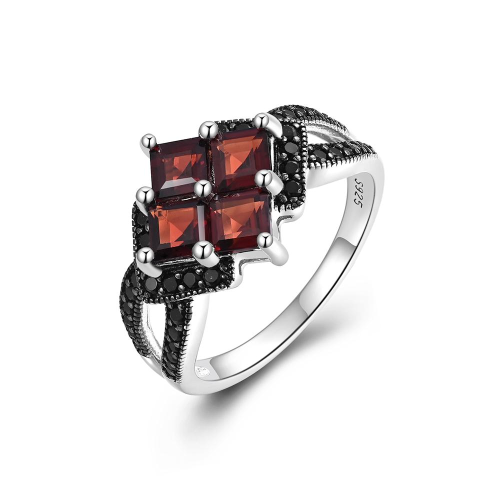 New Arrival! Unique Ring with Natural Garnet Gemstones Women's Fine Jewelry 925 Sterling Silver