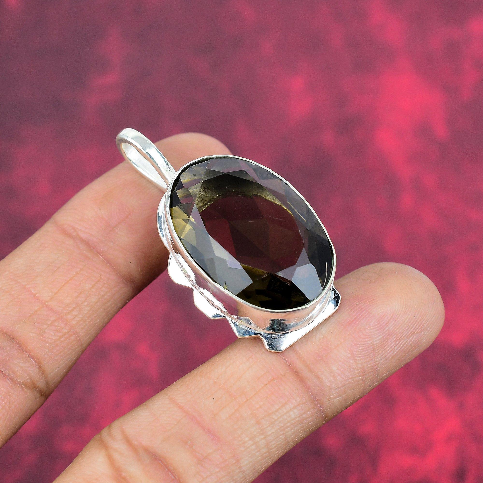 Rökkvarts Smycken, Handgjort Ädelstenshänge, 925 Sterlingsilver Hänge Antika Smycken, För Förlovningspresent