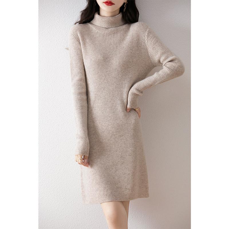 Women's Cashmere Dress Qinghe Cashmere 30% Cashmere 70% Wool Autumn and Winter Cashmere Skirt Soft and Warm