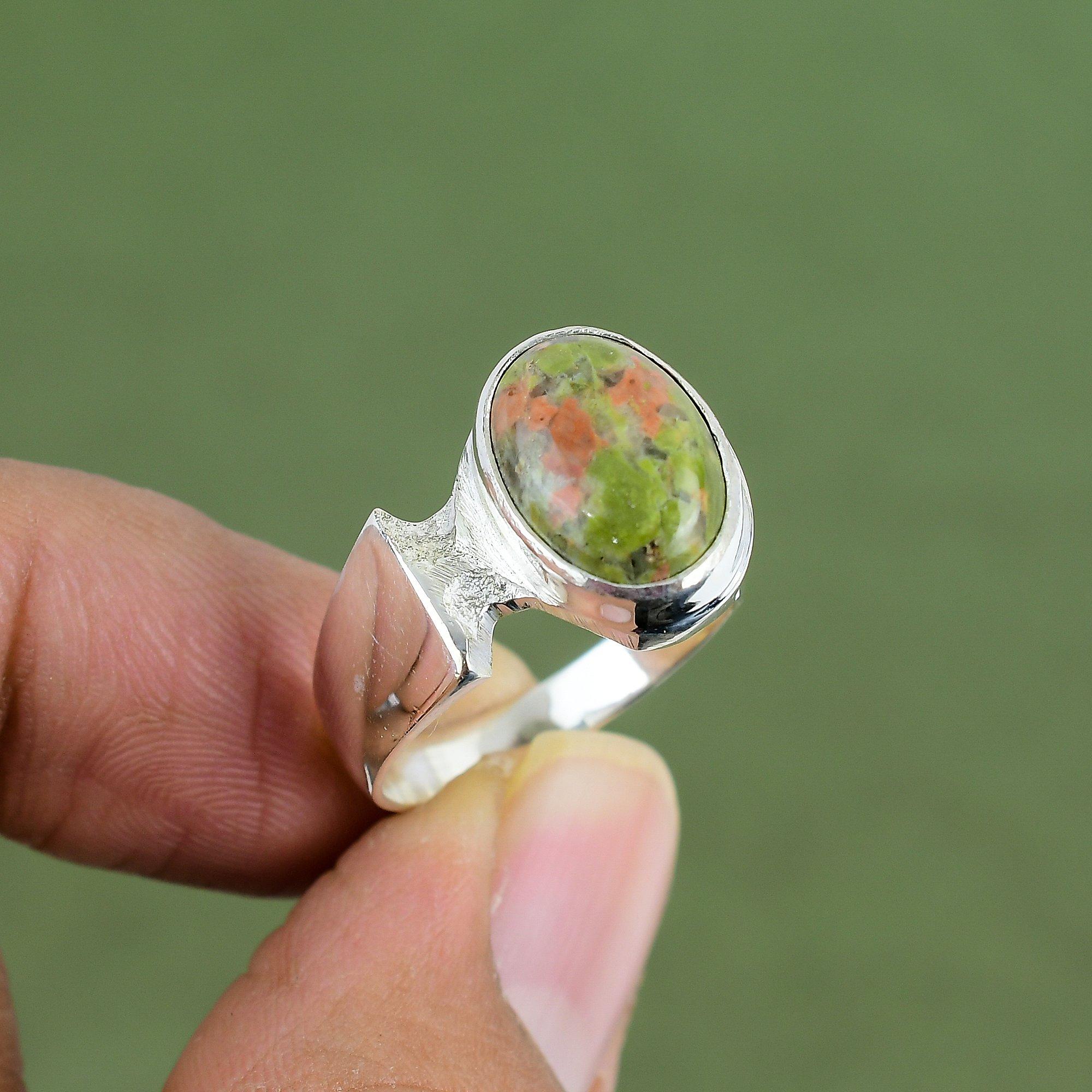 Unakite Ring 925 Sterling Silver Ring Handmade Birthstone Ring Unakite Jewelry Elegant Gemstone Ring Anniversary Gift Available In Ring Size
