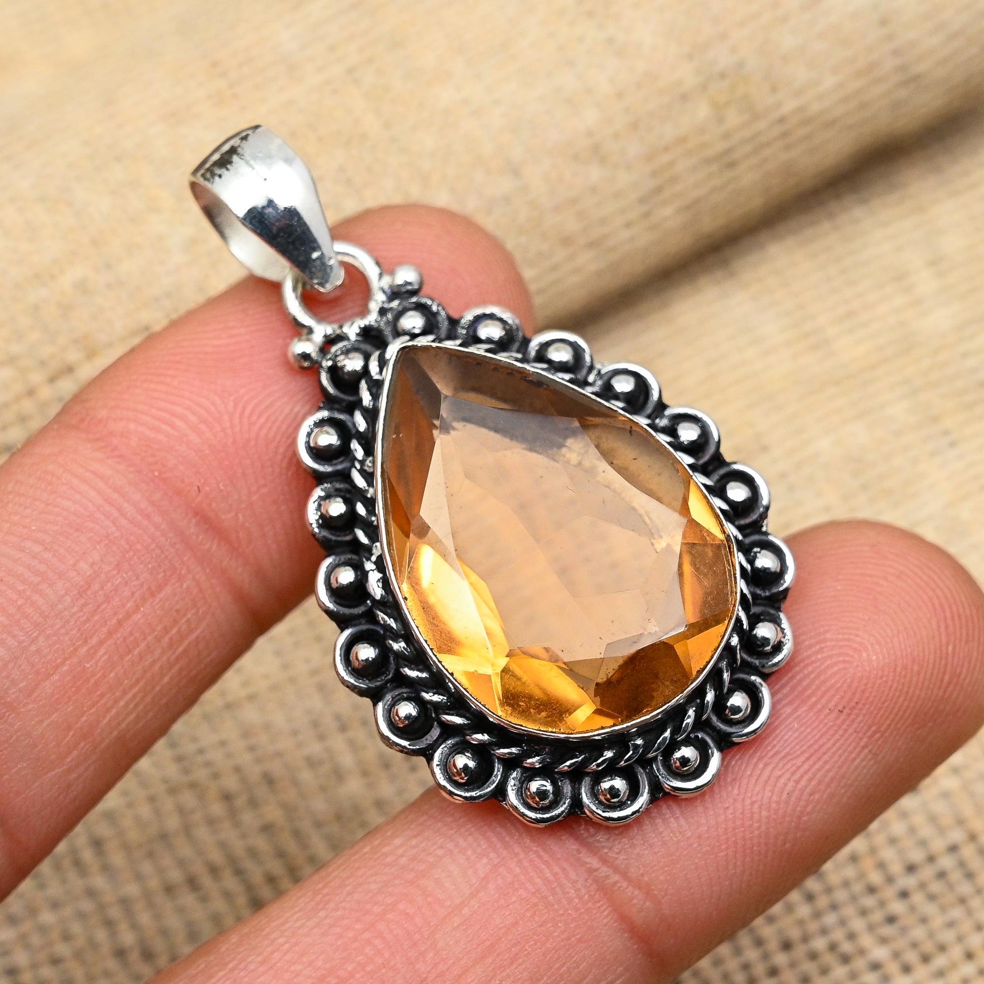 Morganite Gemstone Handmade 925 Solid Sterling Silver Jewelry Pendant For Wedding Gift