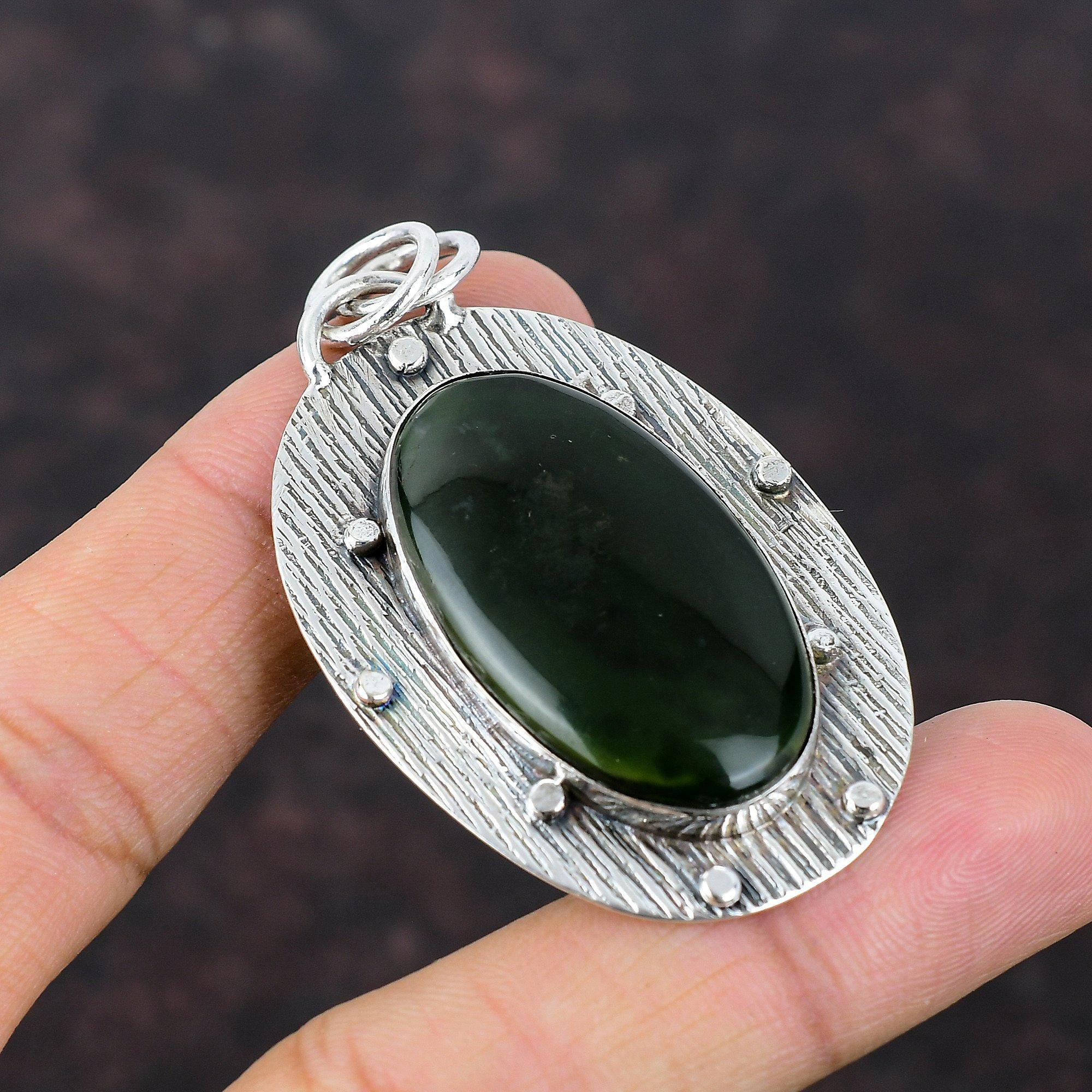 Vasonit-Anhänger, echter Edelstein-Schmuck, 925er-Sterlingsilber-Anhänger, handgefertigter einzigartiger Schmuck, Silber-Anhänger, Geschenk für Frau, Statement-Anhänger