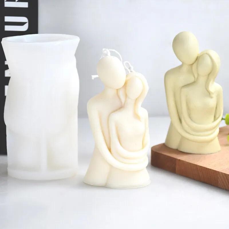 DIY Embrace Couple Portrait Candle Silicone Mold Cake Baking Mould Aromatherapy Plaster Home Ornaments