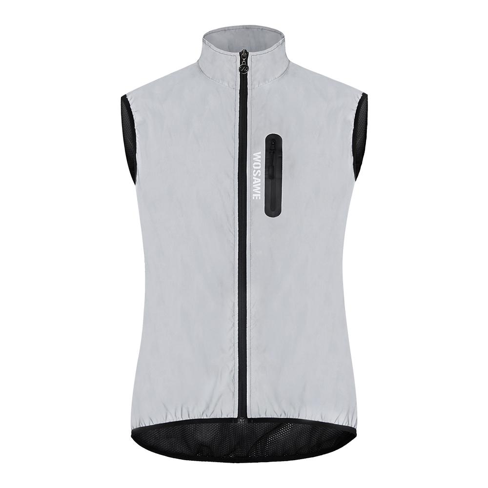 Wosawe Giacca senza maniche da ciclismo Abbigliamento sportivo da esterno Gilet riflettente antivento da ciclismo ad alta visibilità antivento traspirante