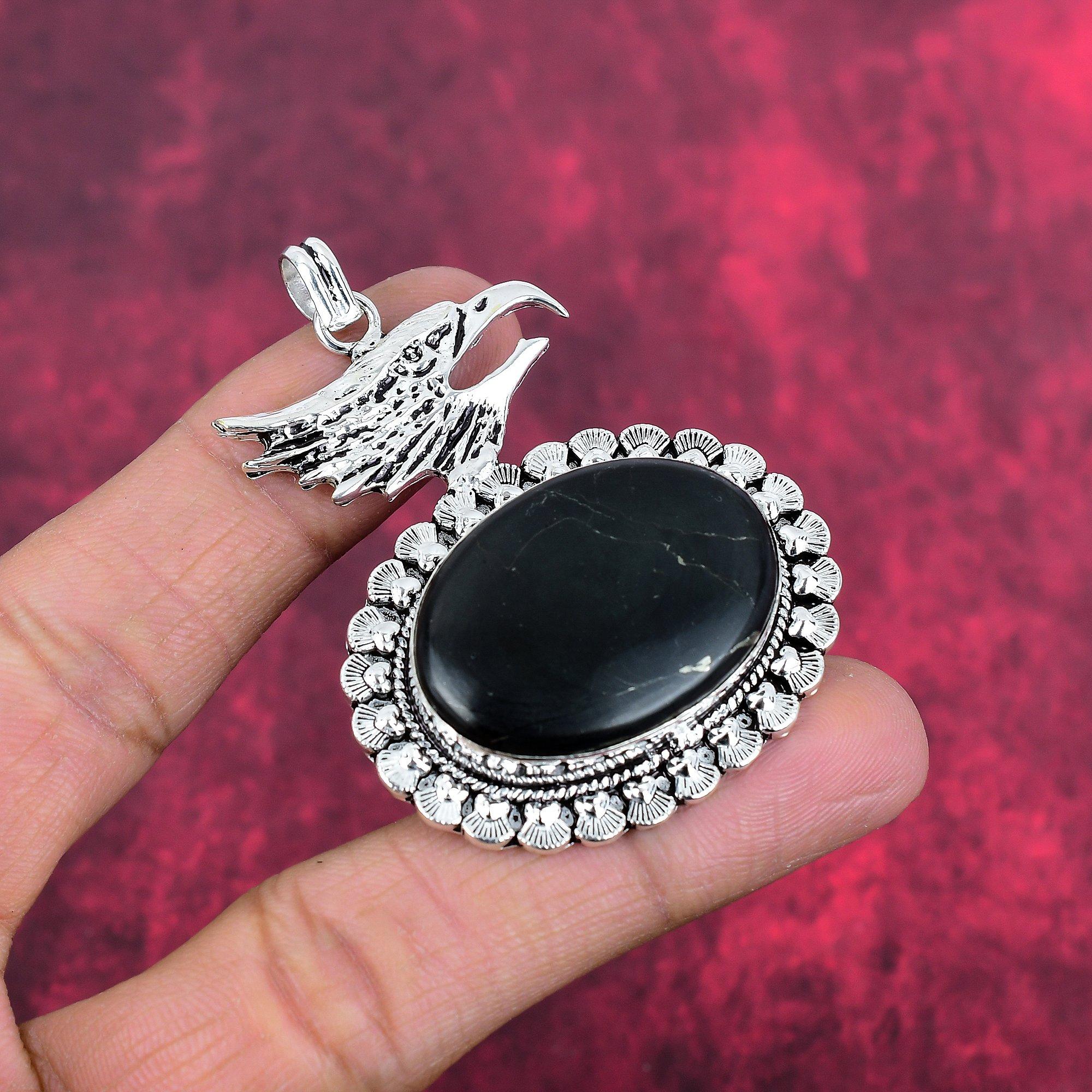 Shungit-Anhänger, 925 Sterling Silber Edelstein Schmuck, handgefertigter Anhänger, für Thanksgiving