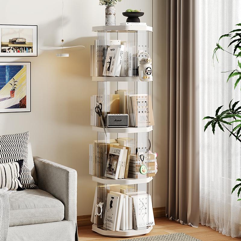 Rotating Bookshelf 360 Display 2/3/4/5 Tier Small Bookshelf for Small Space Floor Standing Bookcase Storage Rack Narrow Book Shelf Organizer