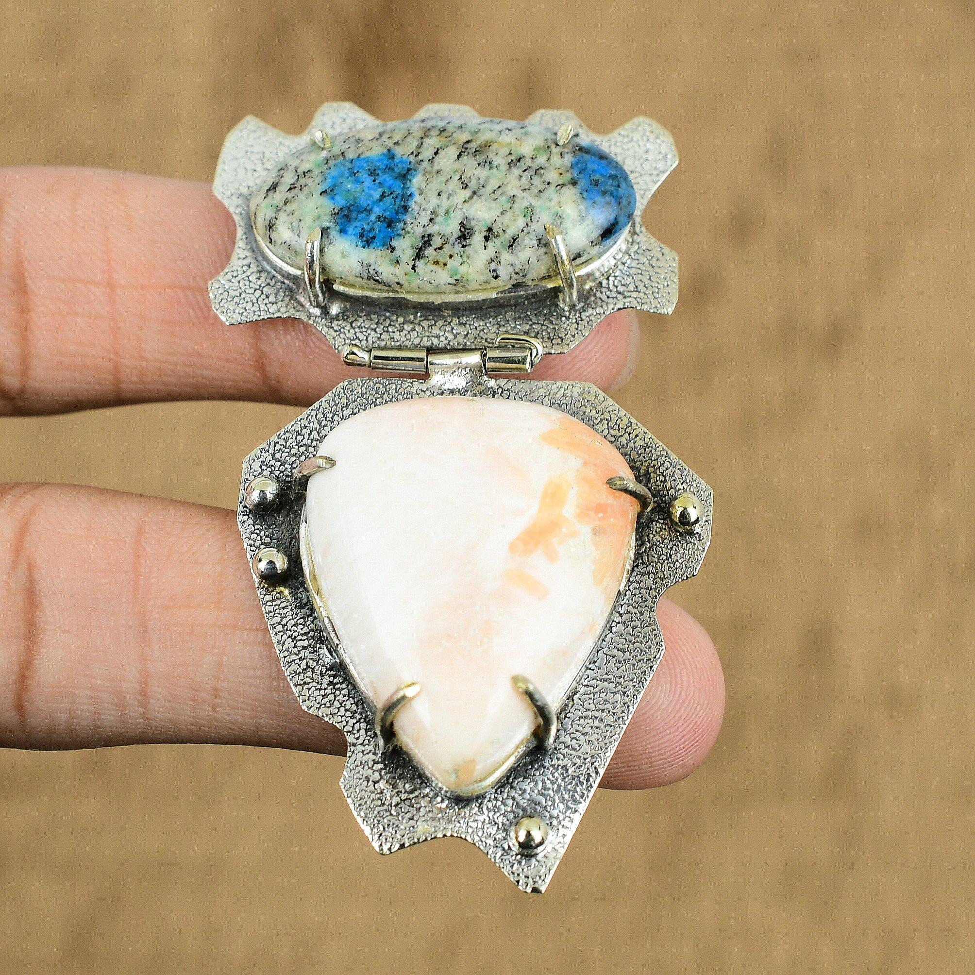 Natural K2 Jasper Gemstone Pendant Handmade 925 Sterling Silver Indian Jewelry