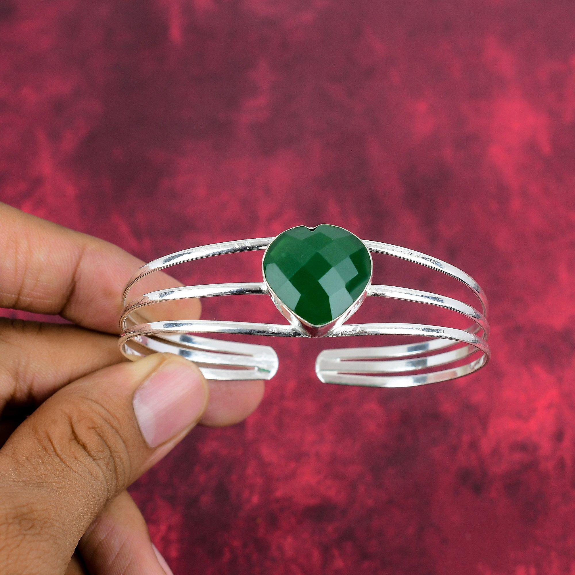 Green Onyx Jewelry Bracelet, 925 Sterling Silver Jewelry Bracelet, Beautiful Onyx Gemstone Jewelry Gift For Any Occasion