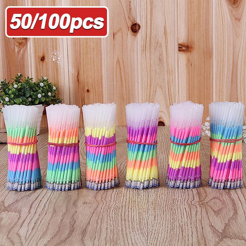 50/100 ks Vícebarevné duhové zvýrazňovače 0,5 mm náplně do gelových per Školní potřeby
