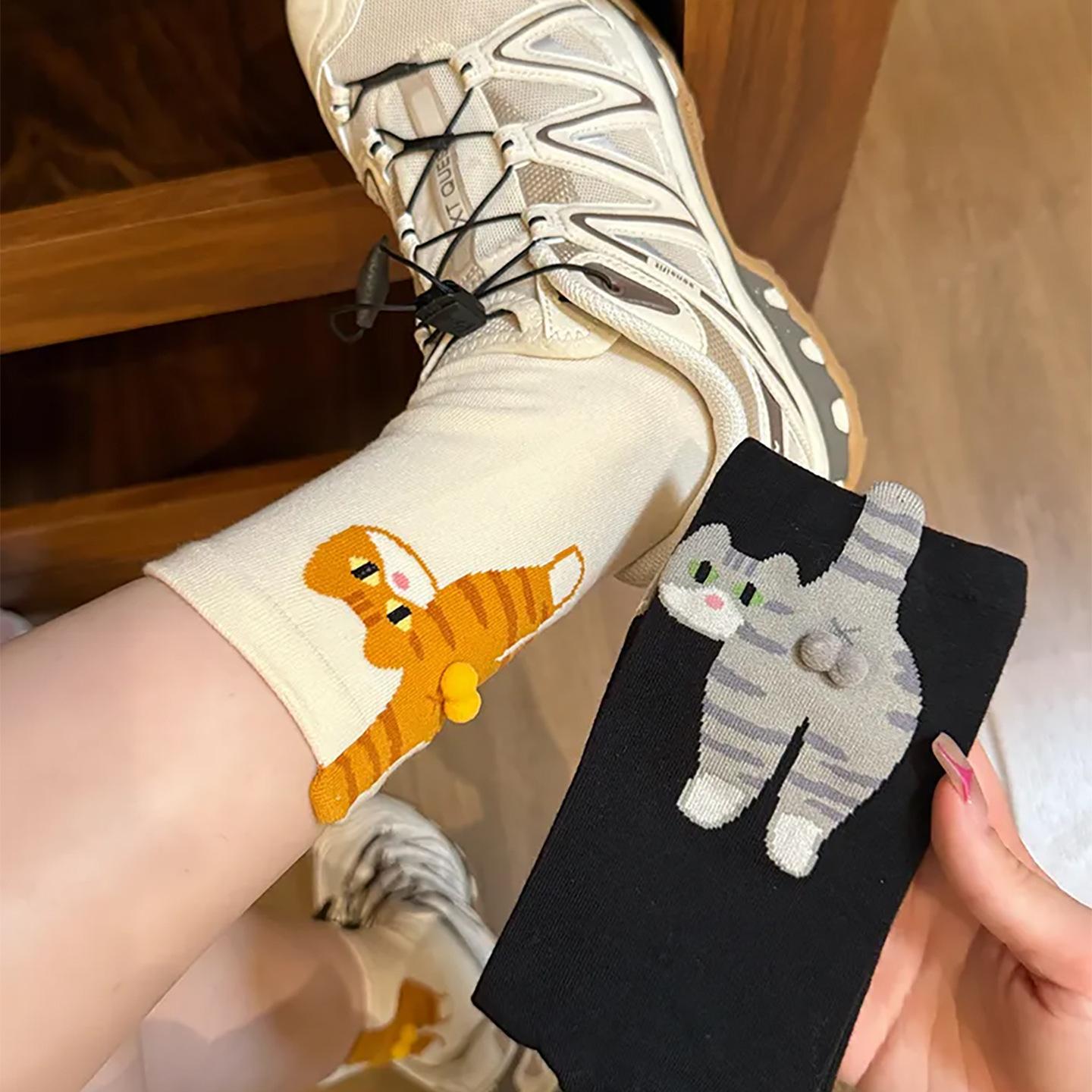 10 Pairs Gifts for Cat Lovers Funny Cartoon Cat Socks Breathable Comfortable Women's Cotton Socks