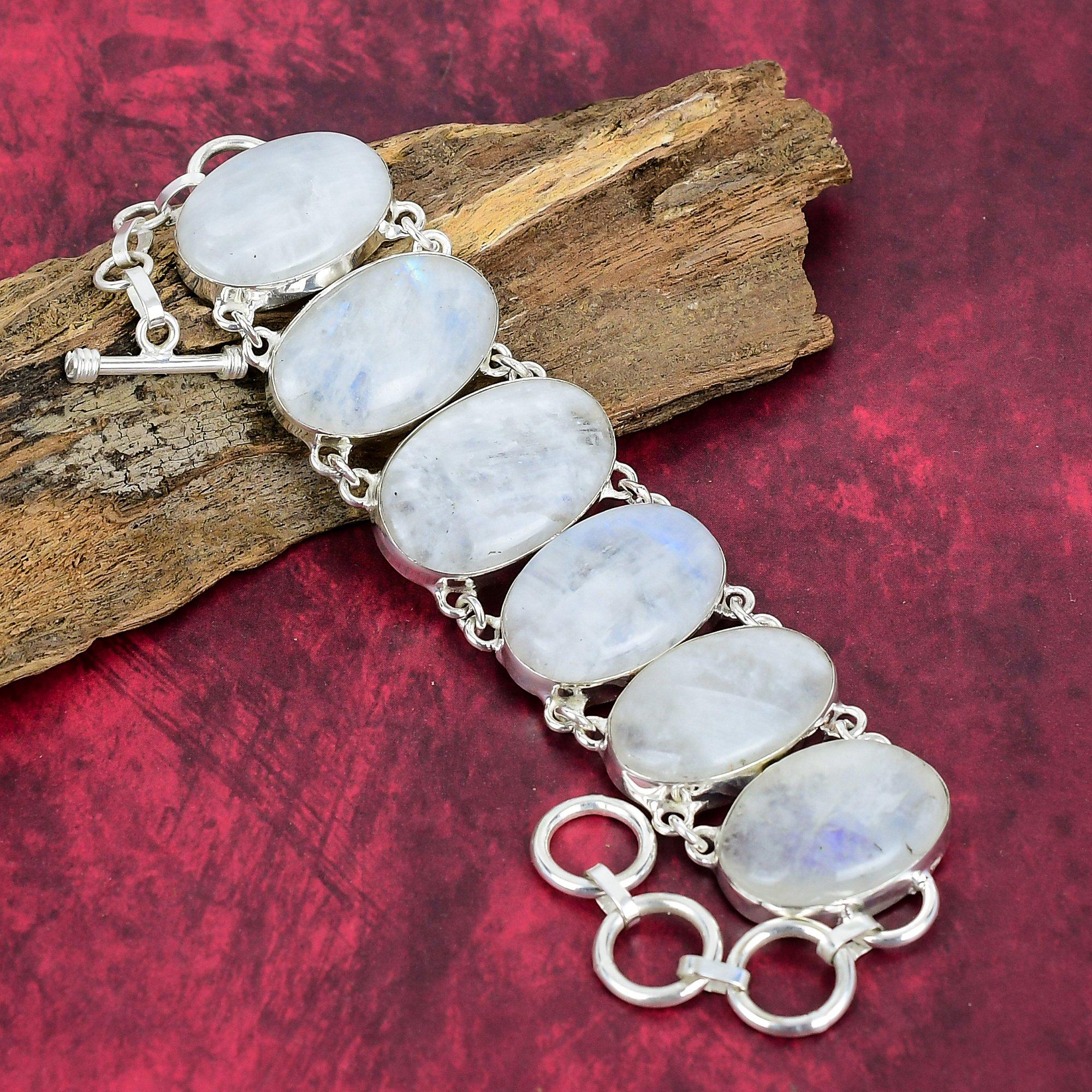 Brățară cu piatră lunii curcubeu, bijuterii din piatră prețioasă autentică, bijuterii din argint solid 925, brățară naturală realizată manual cadou pentru bijuterii pentru femei