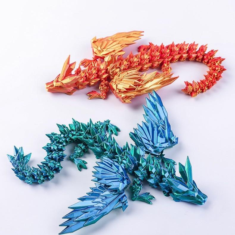 3D Printed Crystal Flying Dragon Movable Wing Toy Landscape Decoration