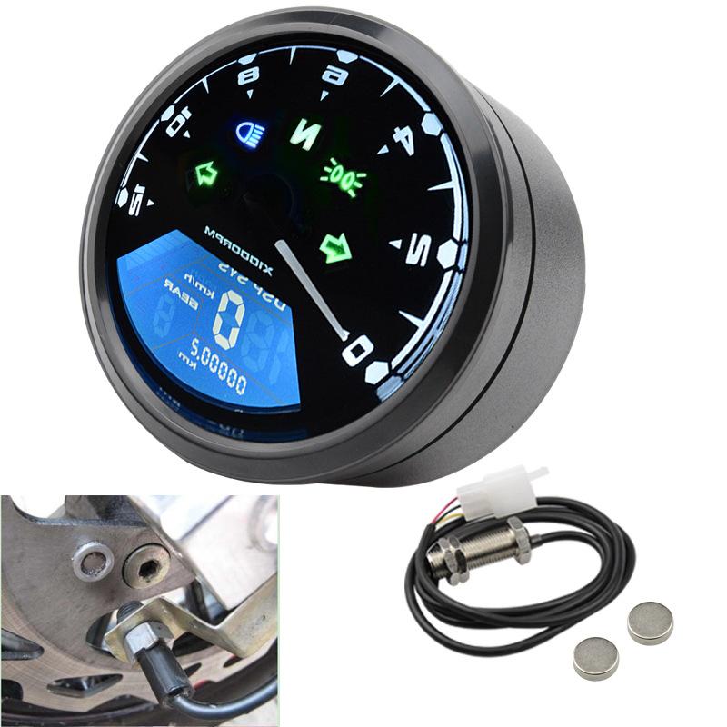 1pcs Motorcycle Lcd Odometer Baboon Meter Tachometer Tachometer Lcd Oil Strap Sensing 12V