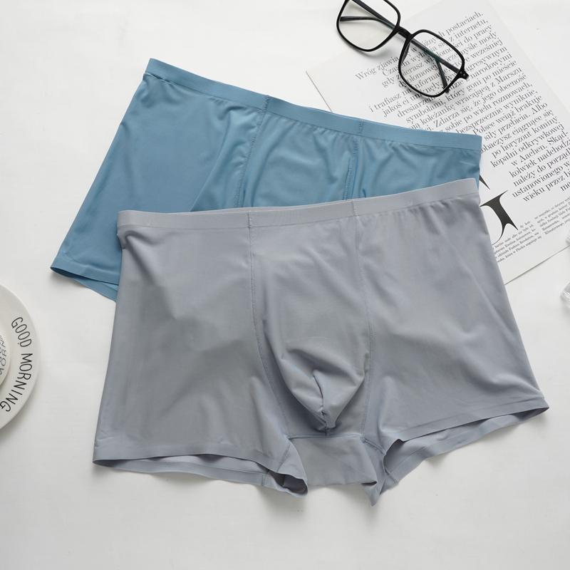 Pánské sexy bezešvé boxerky z ledového hedvábí, spodní prádlo, módní kalhotky, pohodlné ultratenké prodyšné kalhotky