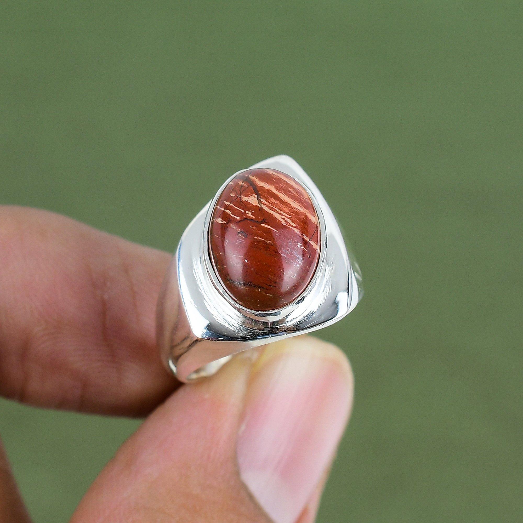 Red Snakeskin Jasper Ring 925 Sterling Silver Ring Original Gemstone Ring Handmade Jewelry Amazing Ring Gift For Love Available In Ring Size