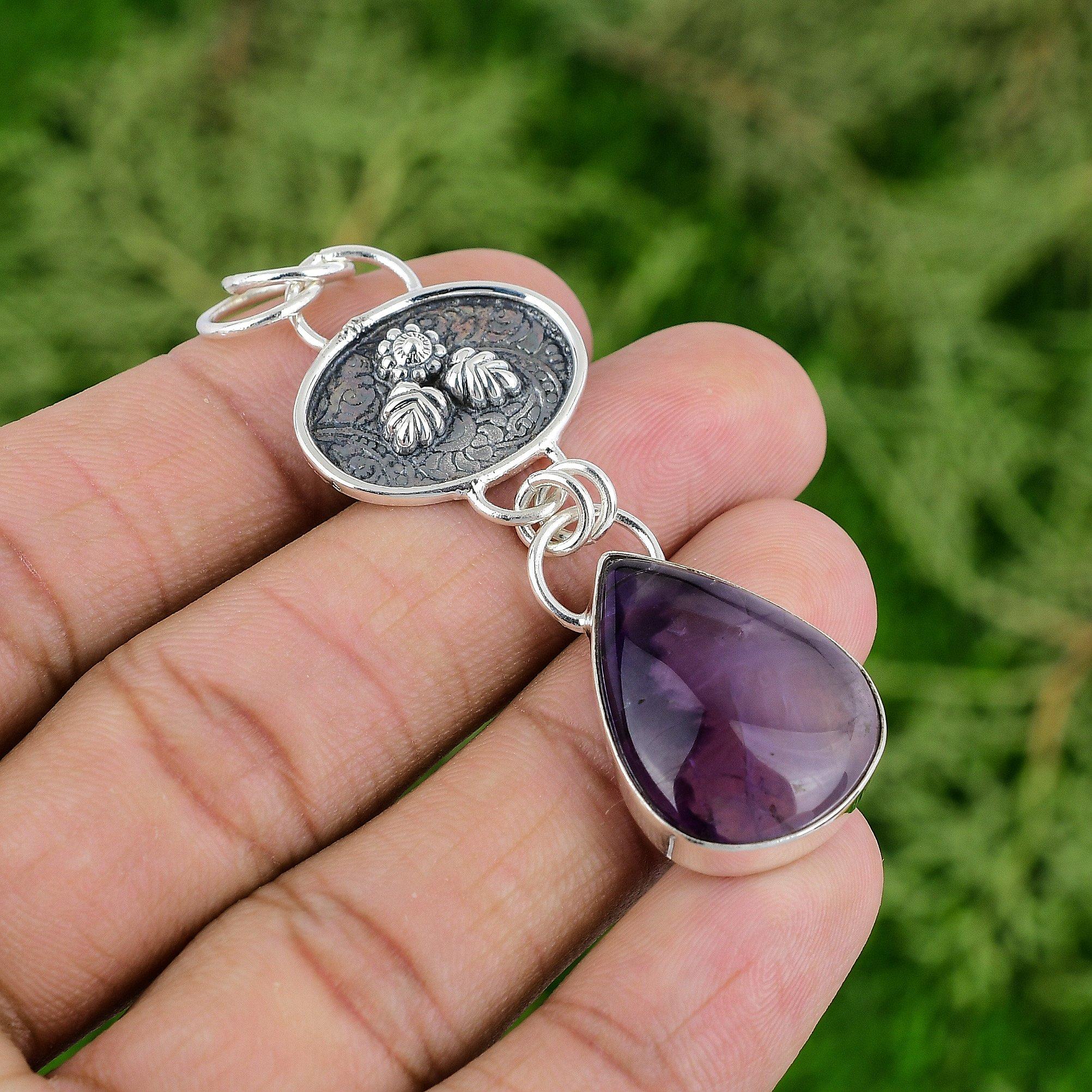 Daughters Day Deal Star Amethyst Gemstone 925 Sterling Silver Mother New Pendant
