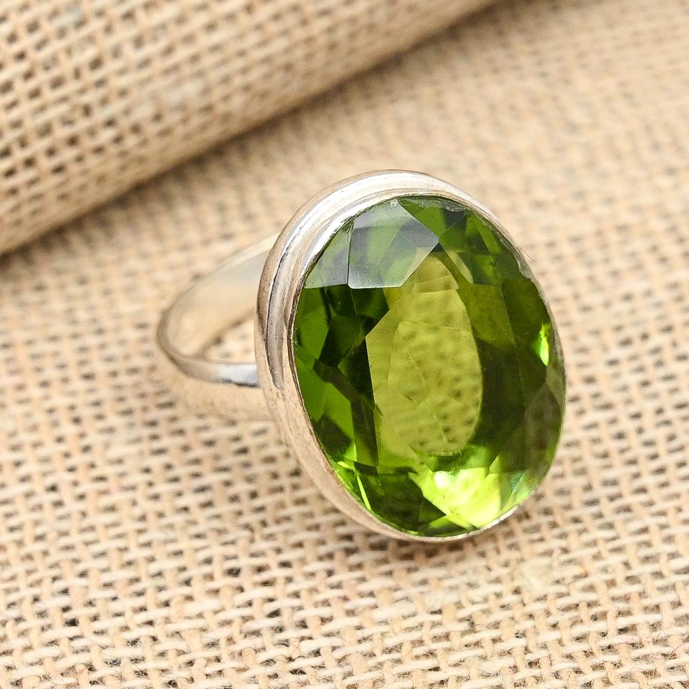 Verbazingwekkende Peridot Edelsteen Handgemaakte 925 Sterling Zilveren Ring Sieraden