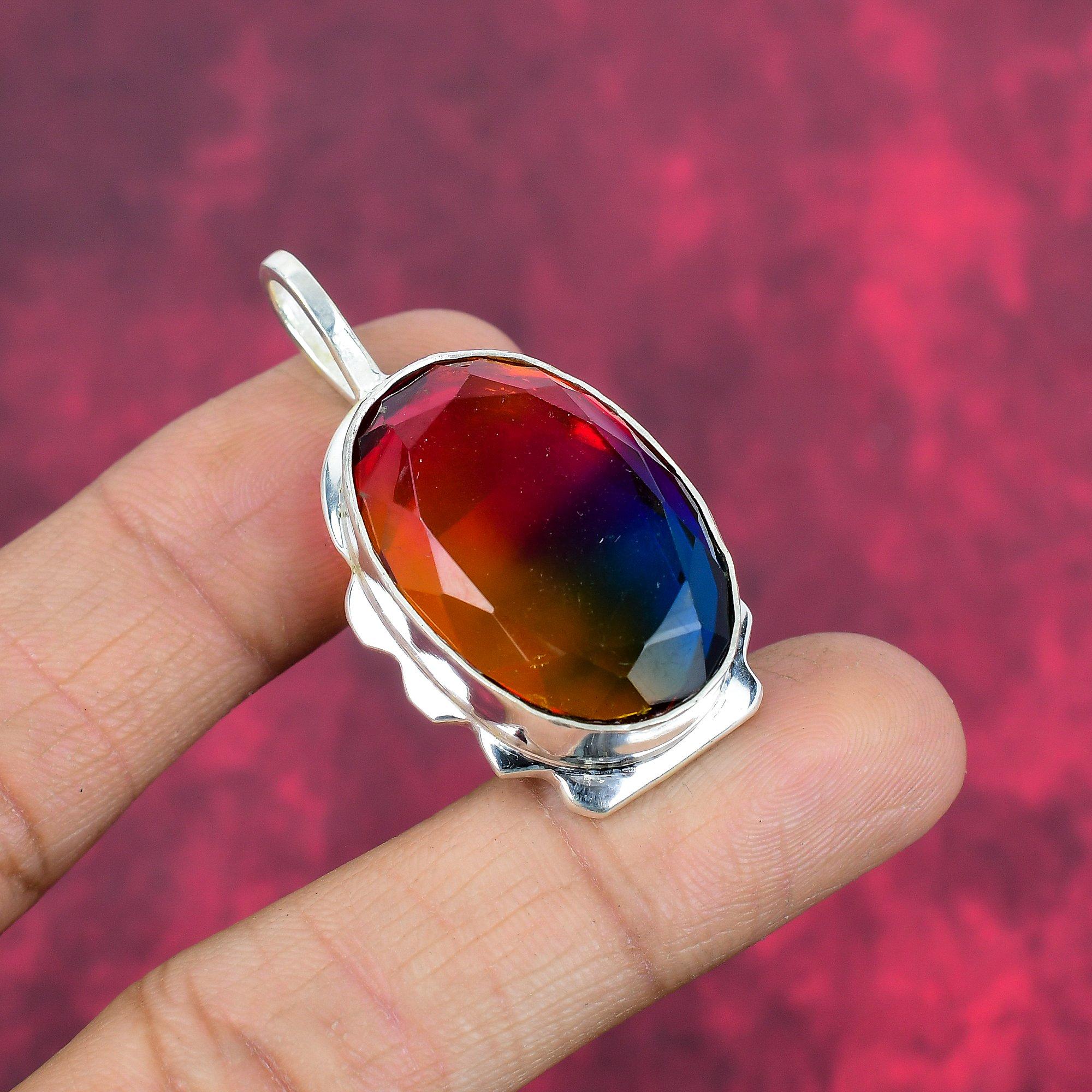 Multi Tourmaline Jewelry, Handmade Gemstone Pendant, 925 Solid Sterling Silver Pendant Antique Jewelry, For Engagement Gift