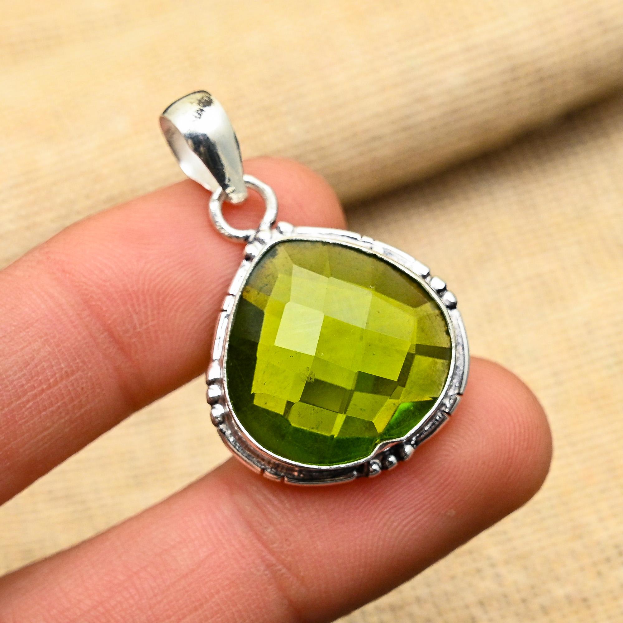 Peridot Gemstone Handmade 925 Solid Sterling Silver Jewelry Pendant For Women
